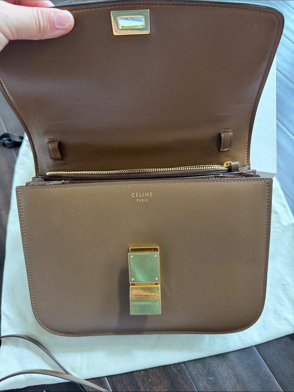 Celine Classic Box Medium Brown Gold Hardware Phoebe Era Full Set - Picture 11 of 17